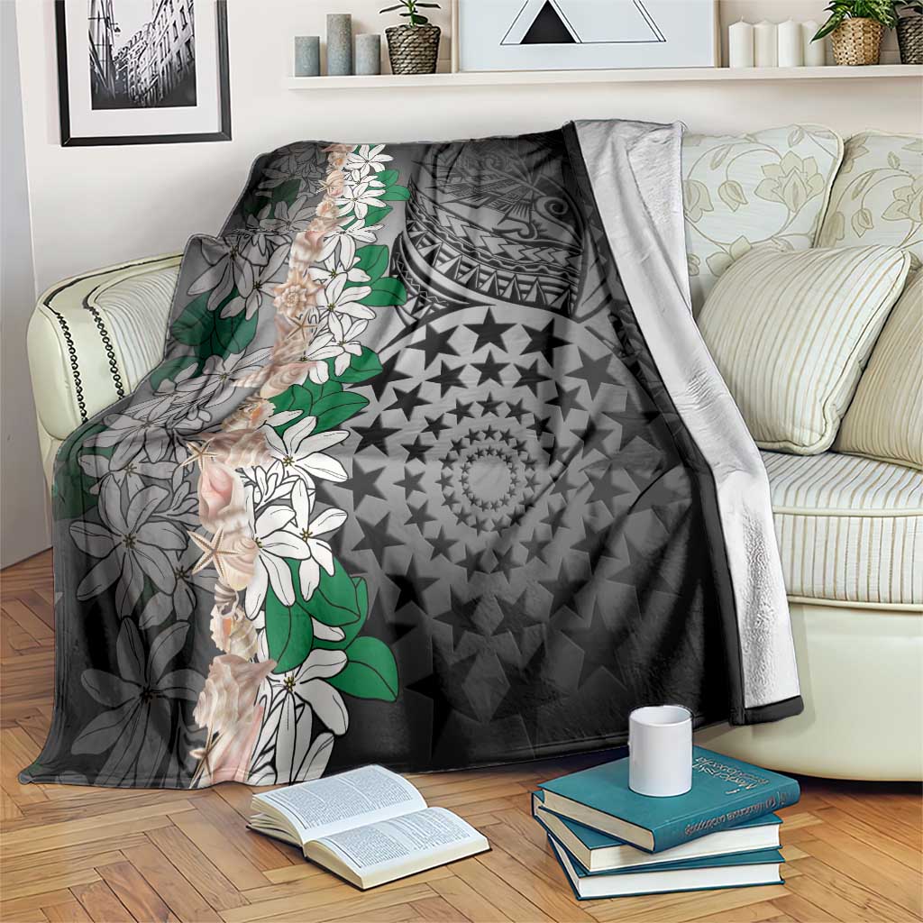 Cook Islands Tiare Maori With Conch Shell Blanket Pasifika Fest Polynesian Tattoo Black LT14 Black - Polynesian Pride