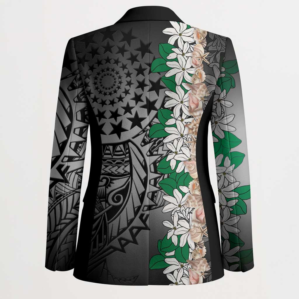 Cook Islands Tiare Maori With Conch Shell Blazer Pasifika Fest Polynesian Tattoo Black LT14 - Polynesian Pride