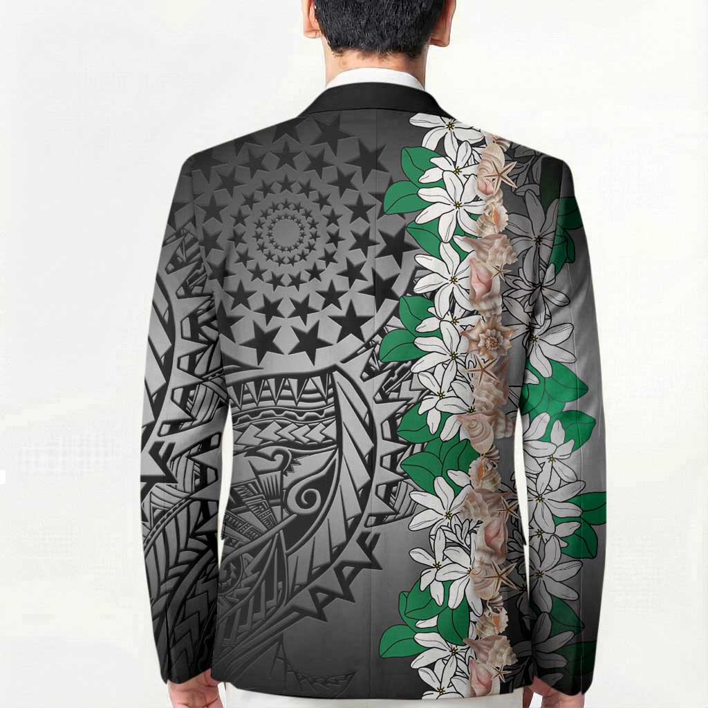 Cook Islands Tiare Maori With Conch Shell Blazer Pasifika Fest Polynesian Tattoo Black LT14 - Polynesian Pride