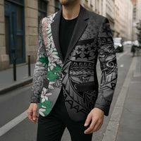 Cook Islands Tiare Maori With Conch Shell Blazer Pasifika Fest Polynesian Tattoo Black LT14 - Polynesian Pride