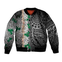 Cook Islands Tiare Maori With Conch Shell Bomber Jacket Pasifika Fest Polynesian Tattoo Black LT14 Unisex Black - Polynesian Pride