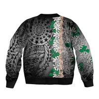 Cook Islands Tiare Maori With Conch Shell Bomber Jacket Pasifika Fest Polynesian Tattoo Black LT14 - Polynesian Pride