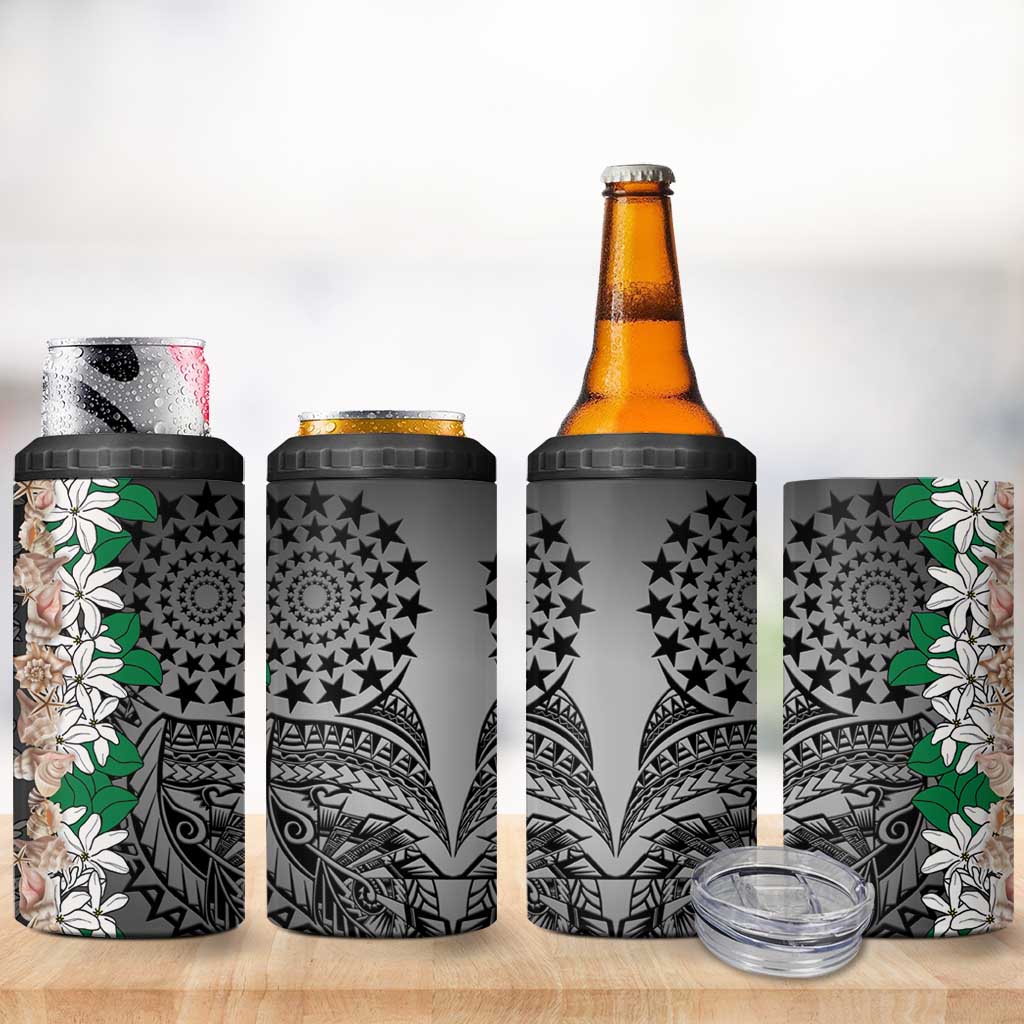 Cook Islands Tiare Maori With Conch Shell 4 in 1 Can Cooler Tumbler Pasifika Fest Polynesian Tattoo Black LT14 - Polynesian Pride