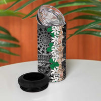 Cook Islands Tiare Maori With Conch Shell 4 in 1 Can Cooler Tumbler Pasifika Fest Polynesian Tattoo Black LT14 - Polynesian Pride