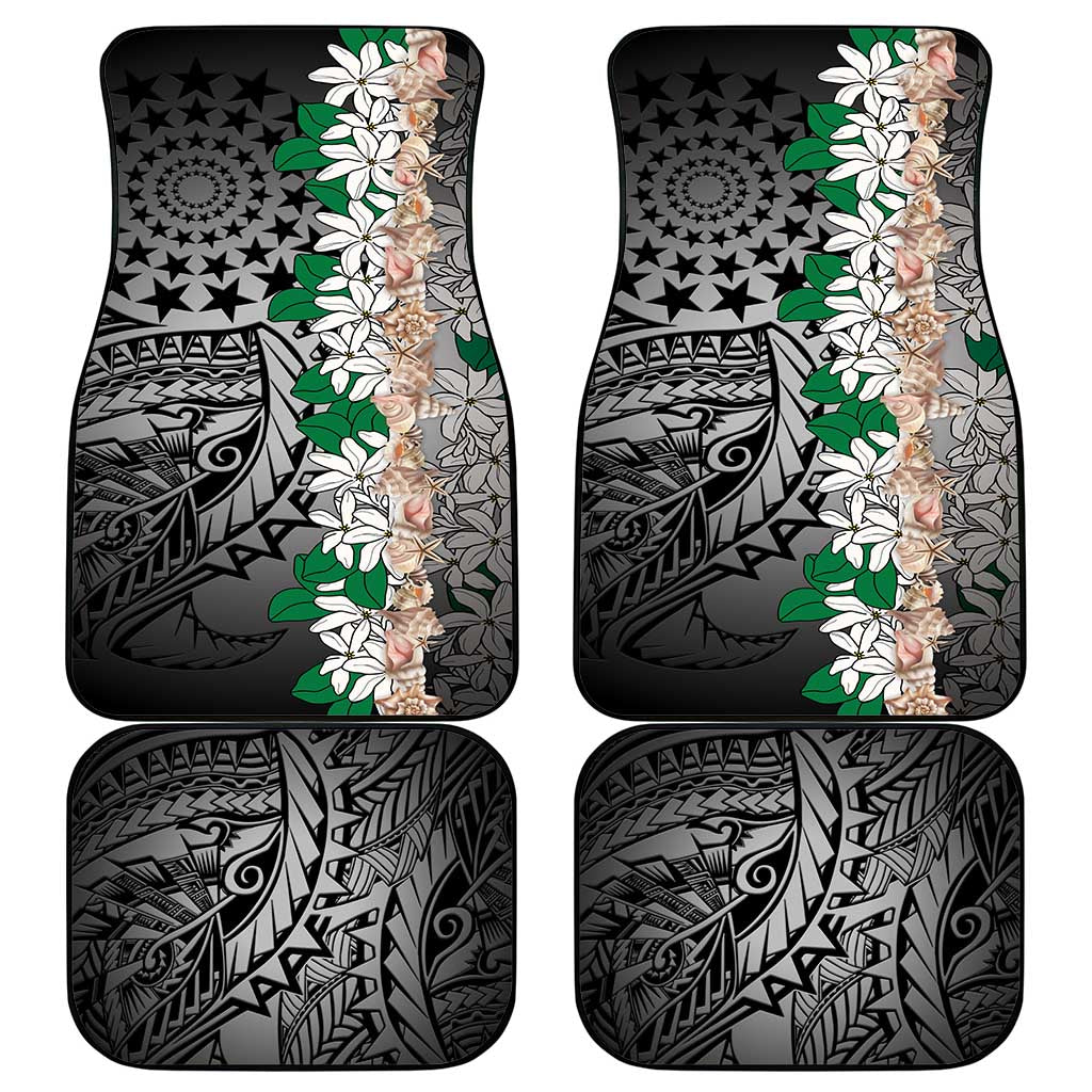 Cook Islands Tiare Maori With Conch Shell Car Mats Pasifika Fest Polynesian Tattoo Black LT14 - Polynesian Pride