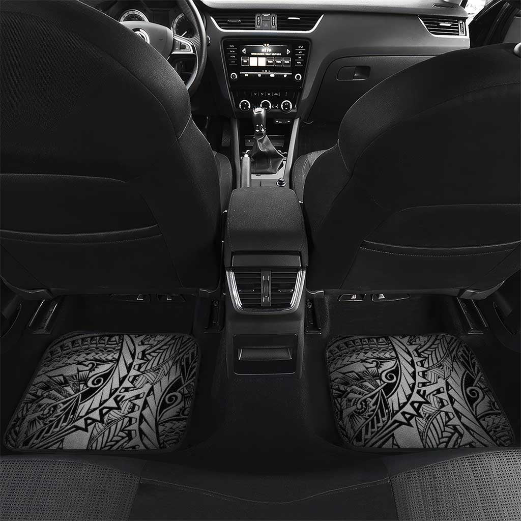 Cook Islands Tiare Maori With Conch Shell Car Mats Pasifika Fest Polynesian Tattoo Black LT14 Set 2pcs - Back Black - Polynesian Pride