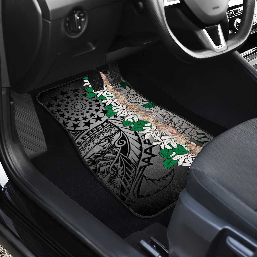 Cook Islands Tiare Maori With Conch Shell Car Mats Pasifika Fest Polynesian Tattoo Black LT14 - Polynesian Pride