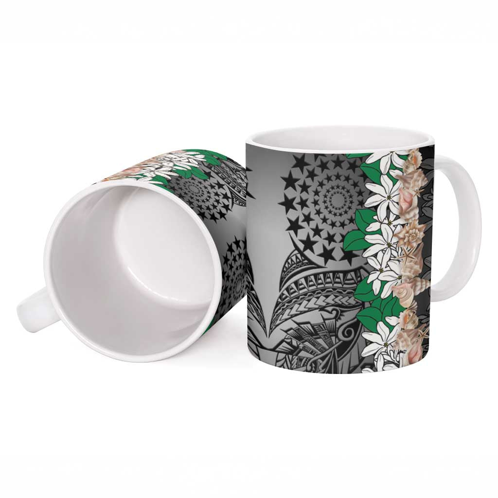 Cook Islands Tiare Maori With Conch Shell Ceramic Mug Pasifika Fest Polynesian Tattoo Black LT14 - Polynesian Pride