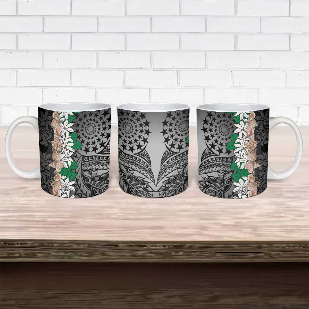 Cook Islands Tiare Maori With Conch Shell Ceramic Mug Pasifika Fest Polynesian Tattoo Black LT14 - Polynesian Pride