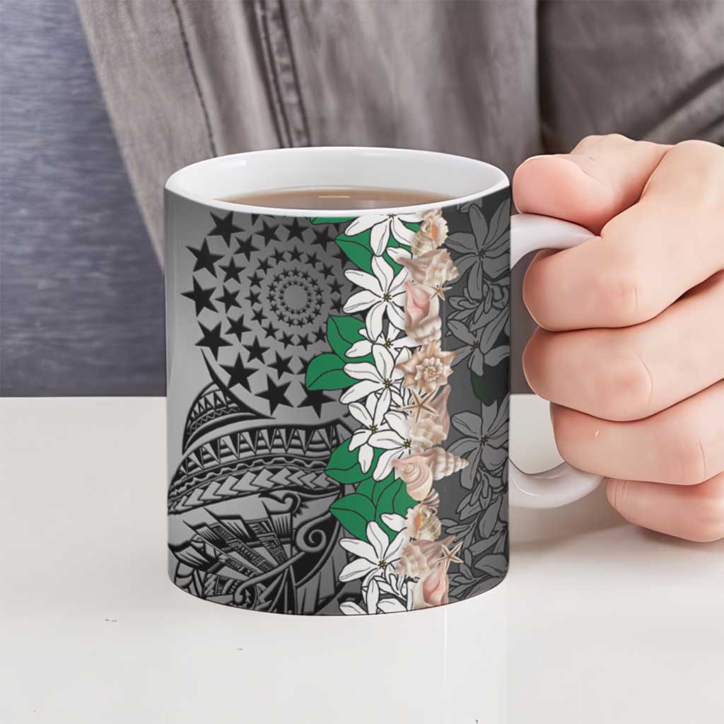 Cook Islands Tiare Maori With Conch Shell Ceramic Mug Pasifika Fest Polynesian Tattoo Black LT14 - Polynesian Pride