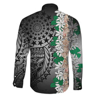 Cook Islands Tiare Maori With Conch Shell Family Matching Long Sleeve Bodycon Dress and Hawaiian Shirt Pasifika Fest Polynesian Tattoo Black