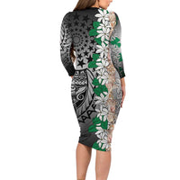 Cook Islands Tiare Maori With Conch Shell Family Matching Long Sleeve Bodycon Dress and Hawaiian Shirt Pasifika Fest Polynesian Tattoo Black
