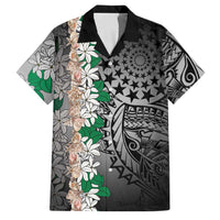 Cook Islands Tiare Maori With Conch Shell Family Matching Off Shoulder Maxi Dress and Hawaiian Shirt Pasifika Fest Polynesian Tattoo Black