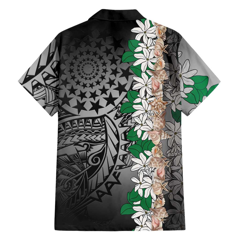 Cook Islands Tiare Maori With Conch Shell Family Matching Off Shoulder Maxi Dress and Hawaiian Shirt Pasifika Fest Polynesian Tattoo Black