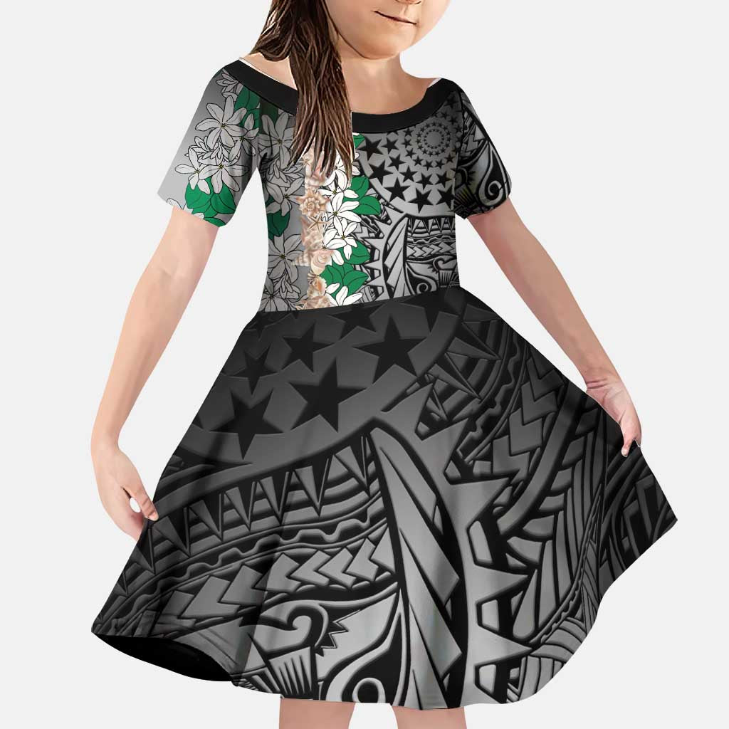 Cook Islands Tiare Maori With Conch Shell Family Matching Puletasi and Hawaiian Shirt Pasifika Fest Polynesian Tattoo Black