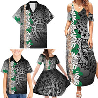 Cook Islands Tiare Maori With Conch Shell Family Matching Summer Maxi Dress and Hawaiian Shirt Pasifika Fest Polynesian Tattoo Black