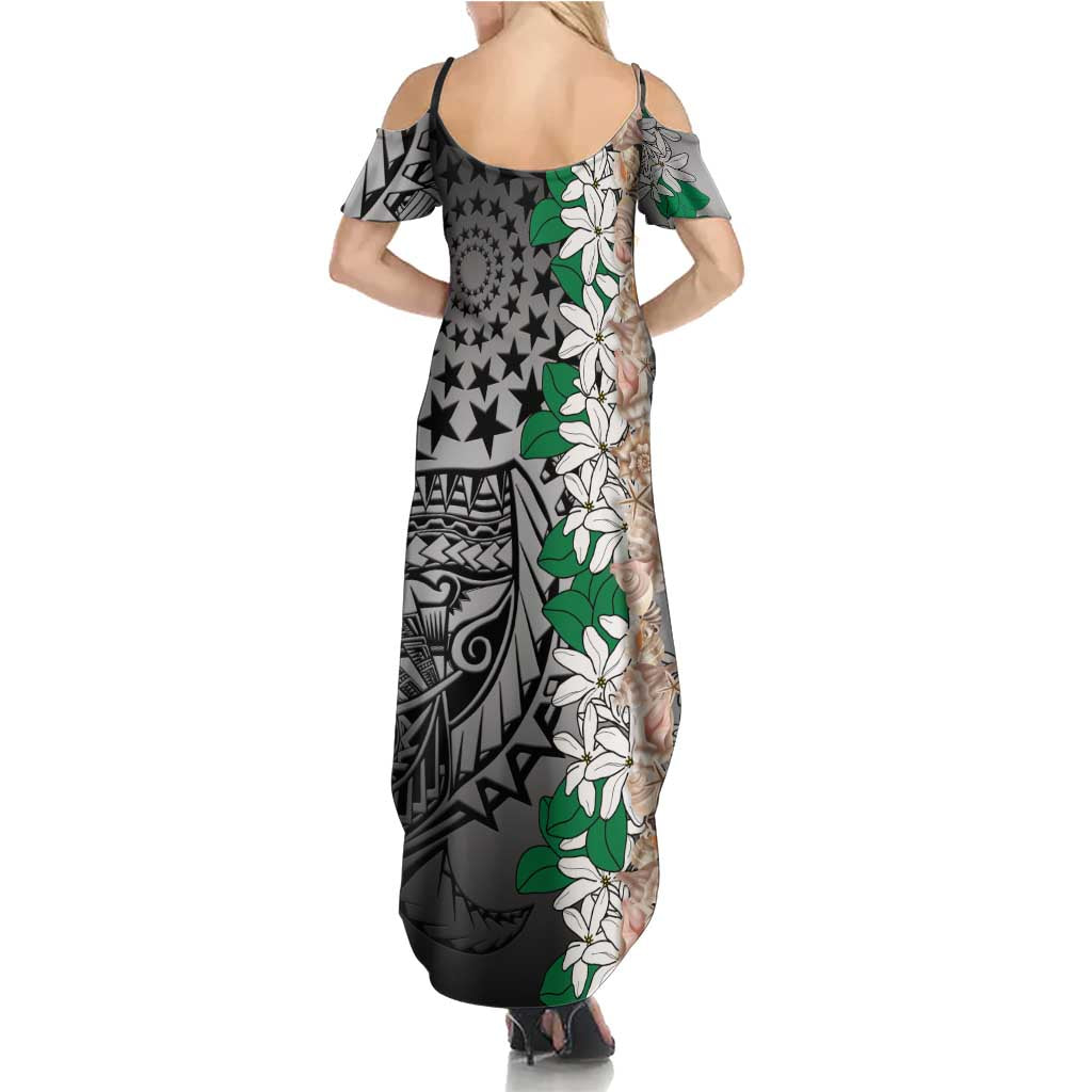 Cook Islands Tiare Maori With Conch Shell Family Matching Summer Maxi Dress and Hawaiian Shirt Pasifika Fest Polynesian Tattoo Black