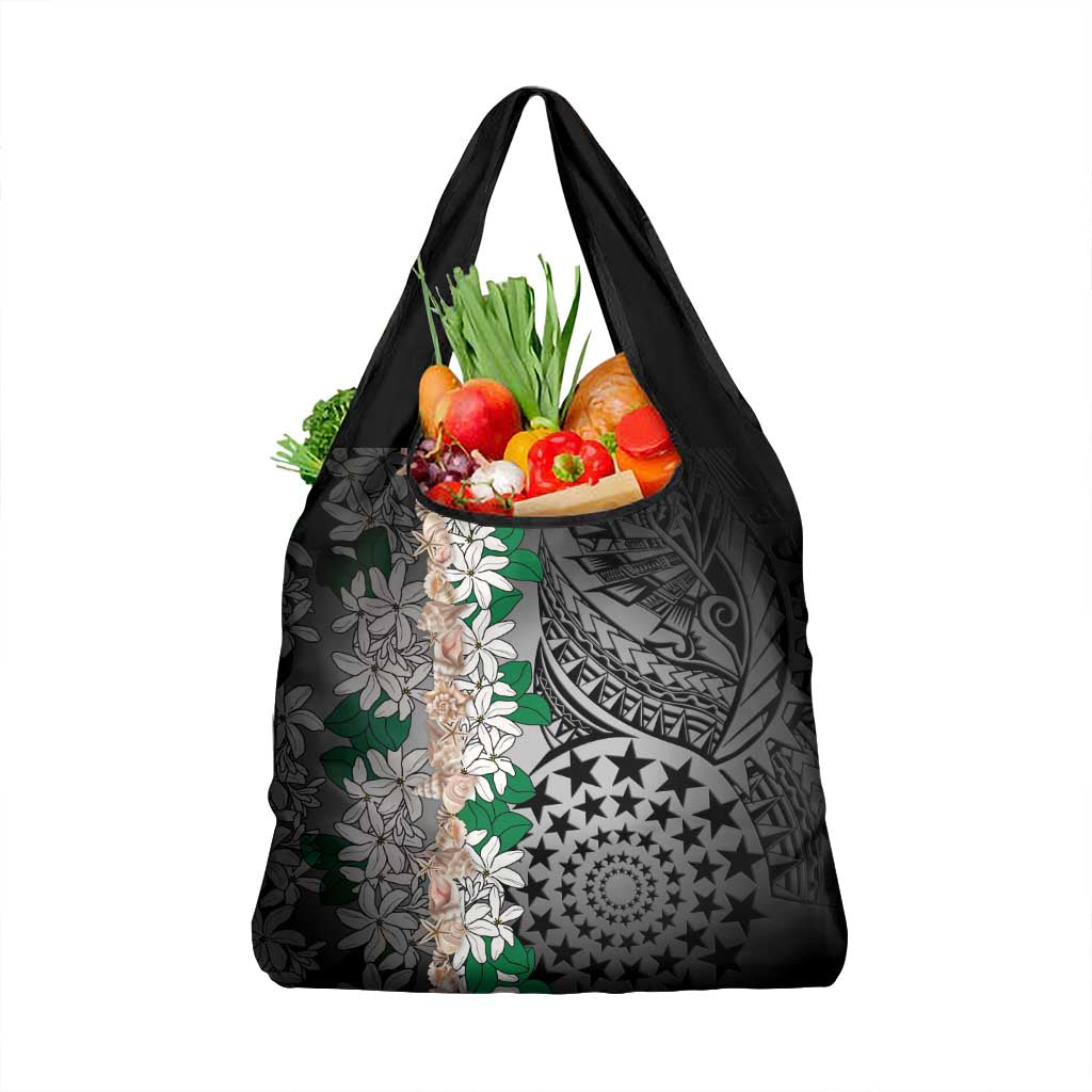 Cook Islands Tiare Maori With Conch Shell Grocery Bag Pasifika Fest Polynesian Tattoo Black LT14 1-pack One Size Black - Polynesian Pride