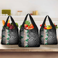 Cook Islands Tiare Maori With Conch Shell Grocery Bag Pasifika Fest Polynesian Tattoo Black LT14 3-pack One Size Black - Polynesian Pride