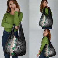 Cook Islands Tiare Maori With Conch Shell Grocery Bag Pasifika Fest Polynesian Tattoo Black LT14 - Polynesian Pride