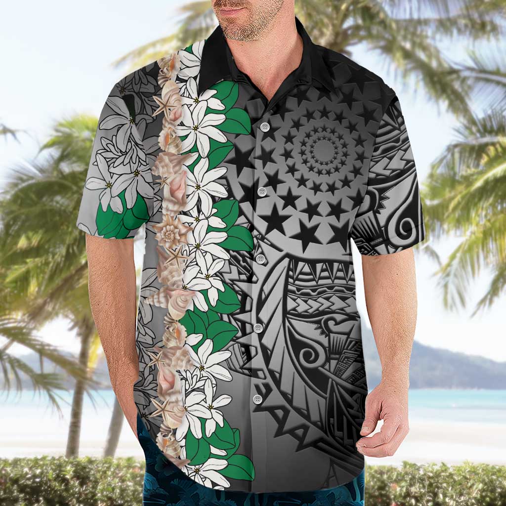 Cook Islands Tiare Maori With Conch Shell Hawaiian Shirt Pasifika Fest Polynesian Tattoo Black LT14 - Polynesian Pride