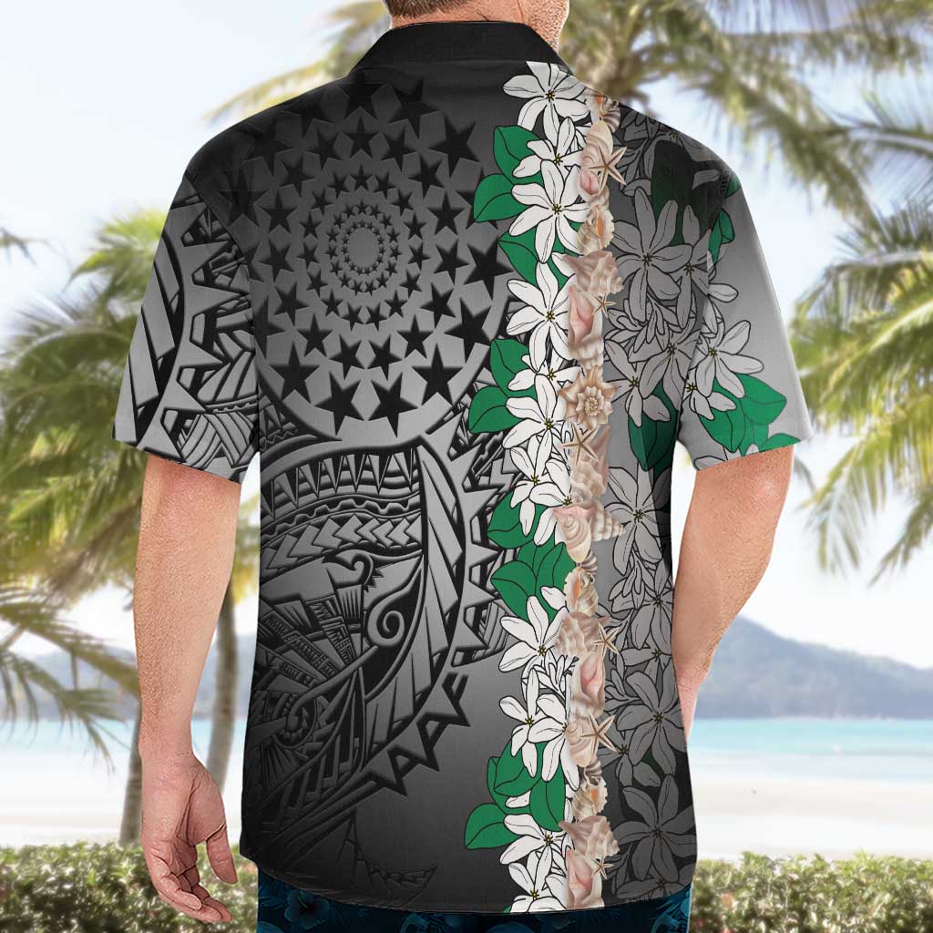 Cook Islands Tiare Maori With Conch Shell Hawaiian Shirt Pasifika Fest Polynesian Tattoo Black LT14 - Polynesian Pride