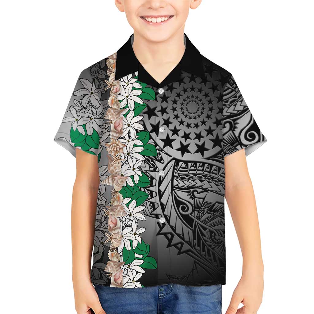 Cook Islands Tiare Maori With Conch Shell Hawaiian Shirt Pasifika Fest Polynesian Tattoo Black LT14 - Polynesian Pride