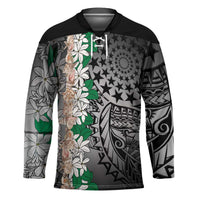 Cook Islands Tiare Maori With Conch Shell Hockey Jersey Pasifika Fest Polynesian Tattoo Black LT14 Unisex Black - Polynesian Pride