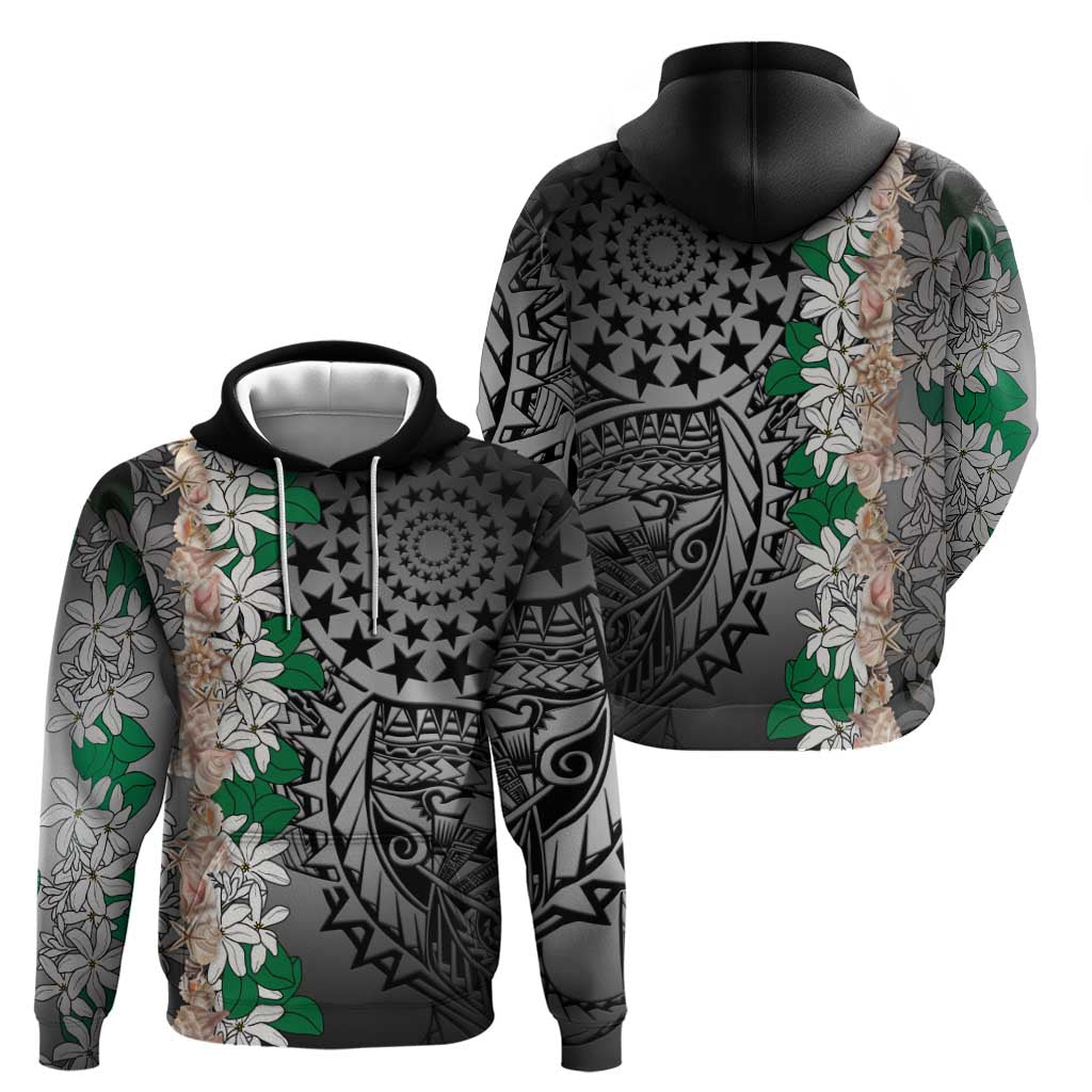 Cook Islands Tiare Maori With Conch Shell Hoodie Pasifika Fest Polynesian Tattoo Black LT14 - Polynesian Pride