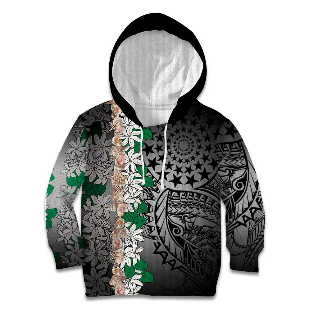 Cook Islands Tiare Maori With Conch Shell Kid Hoodie Pasifika Fest Polynesian Tattoo Black LT14 Hoodie Black - Polynesian Pride