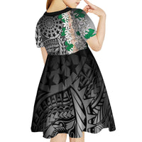 Cook Islands Tiare Maori With Conch Shell Kid Short Sleeve Dress Pasifika Fest Polynesian Tattoo Black LT14 - Polynesian Pride