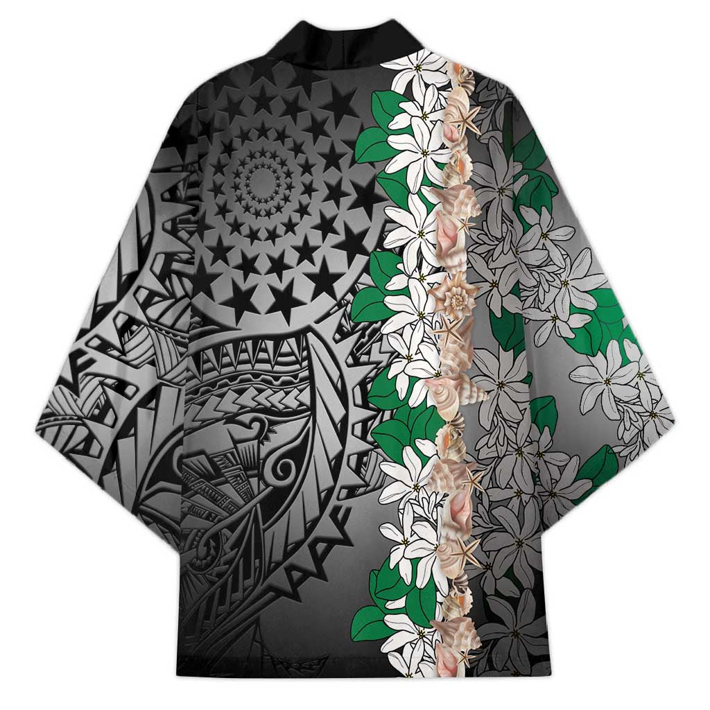 Cook Islands Tiare Maori With Conch Shell Kimono Pasifika Fest Polynesian Tattoo Black LT14 - Polynesian Pride