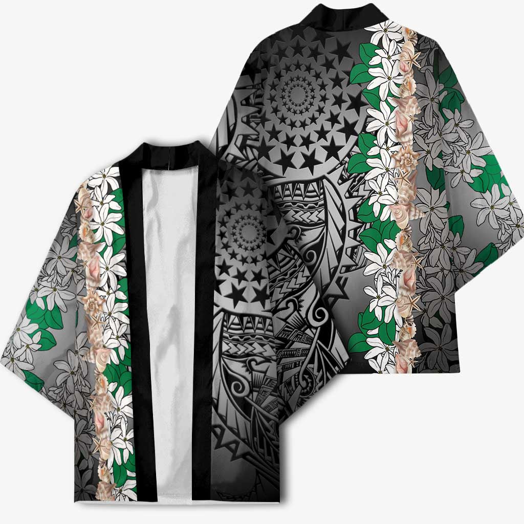 Cook Islands Tiare Maori With Conch Shell Kimono Pasifika Fest Polynesian Tattoo Black LT14 - Polynesian Pride