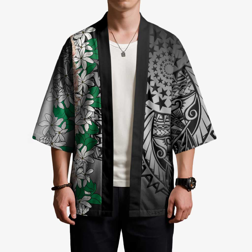 Cook Islands Tiare Maori With Conch Shell Kimono Pasifika Fest Polynesian Tattoo Black LT14 - Polynesian Pride