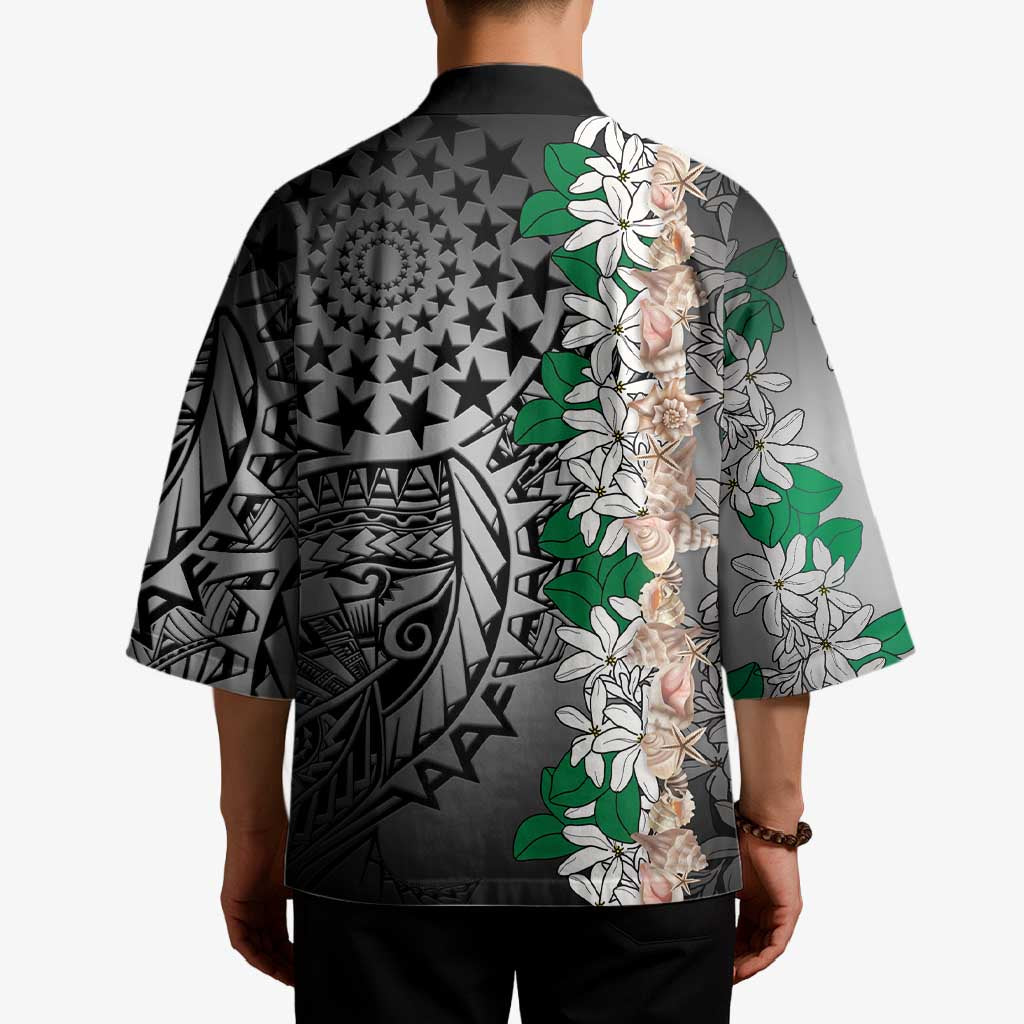 Cook Islands Tiare Maori With Conch Shell Kimono Pasifika Fest Polynesian Tattoo Black LT14 - Polynesian Pride