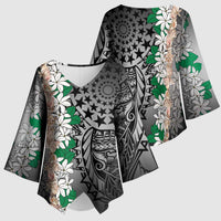Cook Islands Tiare Maori With Conch Shell Kimono Sleeve Blouse Pasifika Fest Polynesian Tattoo Black