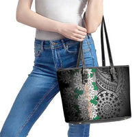 Cook Islands Tiare Maori With Conch Shell Leather Tote Bag Pasifika Fest Polynesian Tattoo Black LT14 - Polynesian Pride