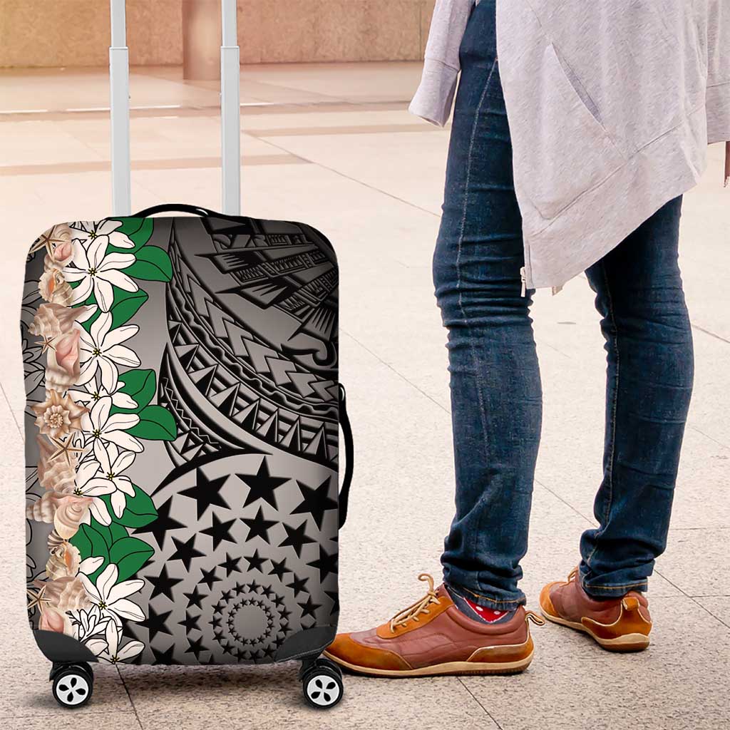 Cook Islands Tiare Maori With Conch Shell Luggage Cover Pasifika Fest Polynesian Tattoo Black LT14 Black - Polynesian Pride