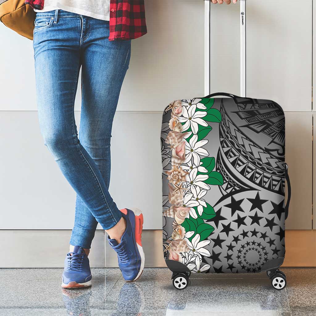 Cook Islands Tiare Maori With Conch Shell Luggage Cover Pasifika Fest Polynesian Tattoo Black LT14 - Polynesian Pride