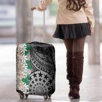 Cook Islands Tiare Maori With Conch Shell Luggage Cover Pasifika Fest Polynesian Tattoo Black LT14 - Polynesian Pride