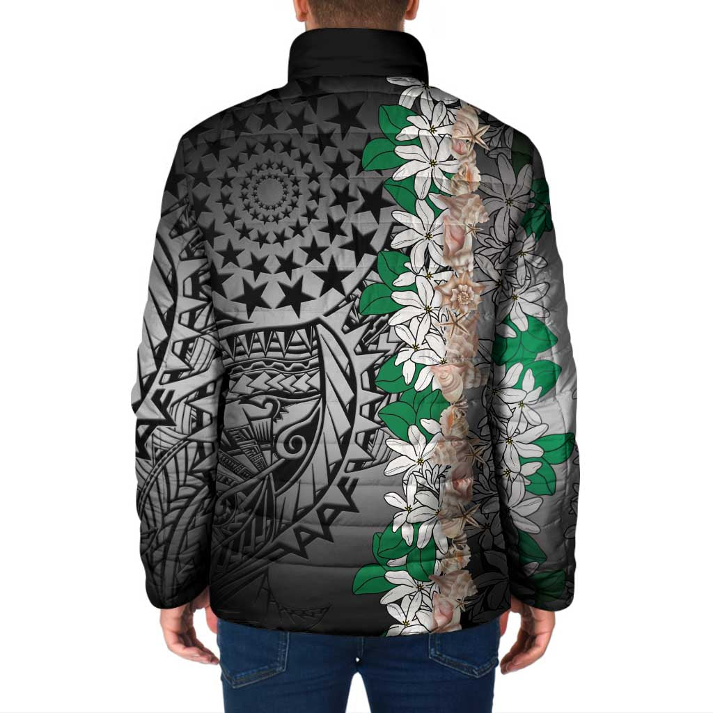 Cook Islands Tiare Maori With Conch Shell Padded Jacket Pasifika Fest Polynesian Tattoo Black LT14 - Polynesian Pride