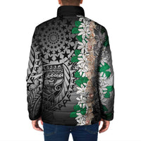 Cook Islands Tiare Maori With Conch Shell Padded Jacket Pasifika Fest Polynesian Tattoo Black LT14 - Polynesian Pride