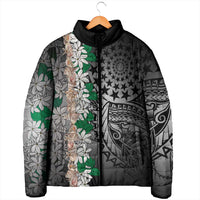 Cook Islands Tiare Maori With Conch Shell Padded Jacket Pasifika Fest Polynesian Tattoo Black LT14 - Polynesian Pride