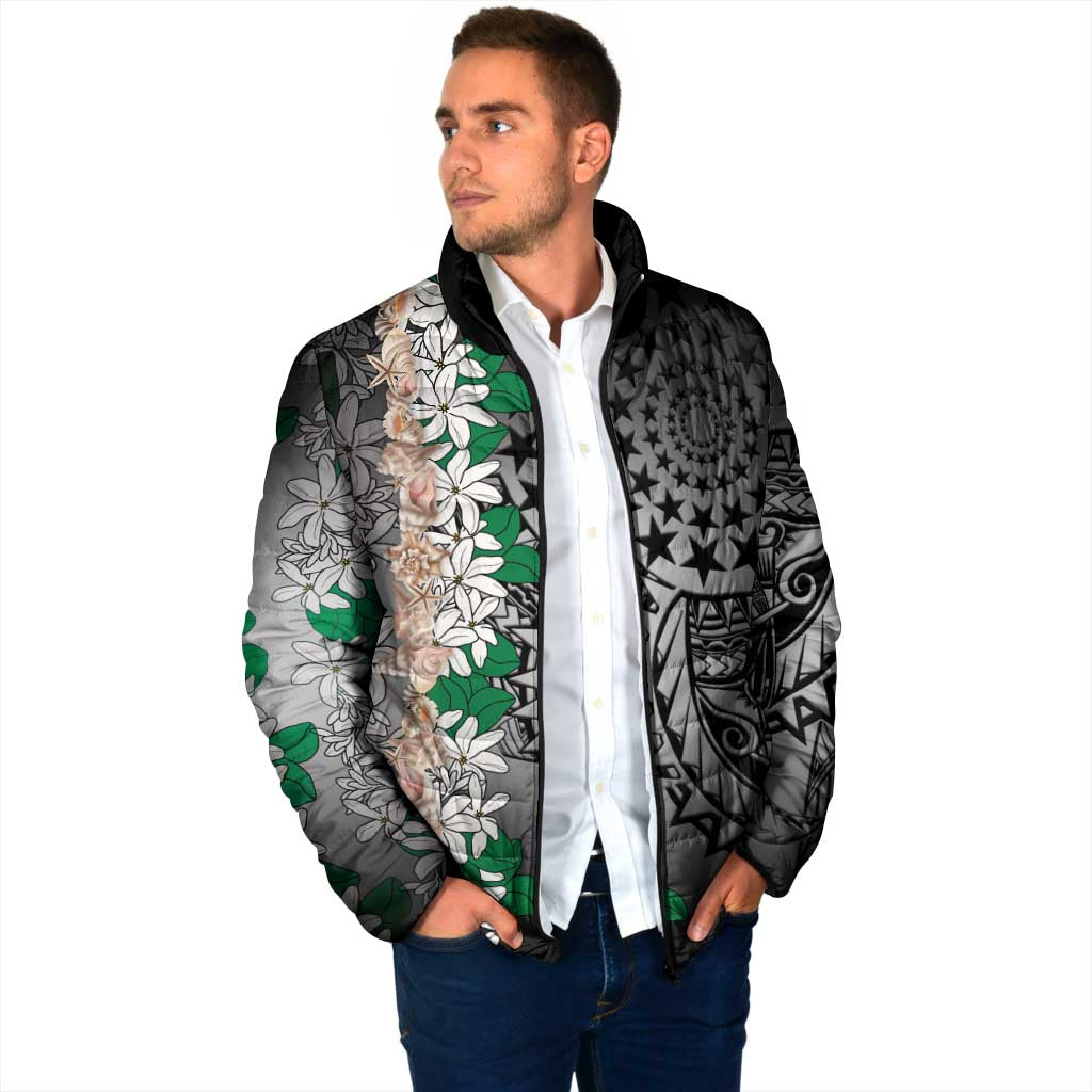 Cook Islands Tiare Maori With Conch Shell Padded Jacket Pasifika Fest Polynesian Tattoo Black LT14 - Polynesian Pride