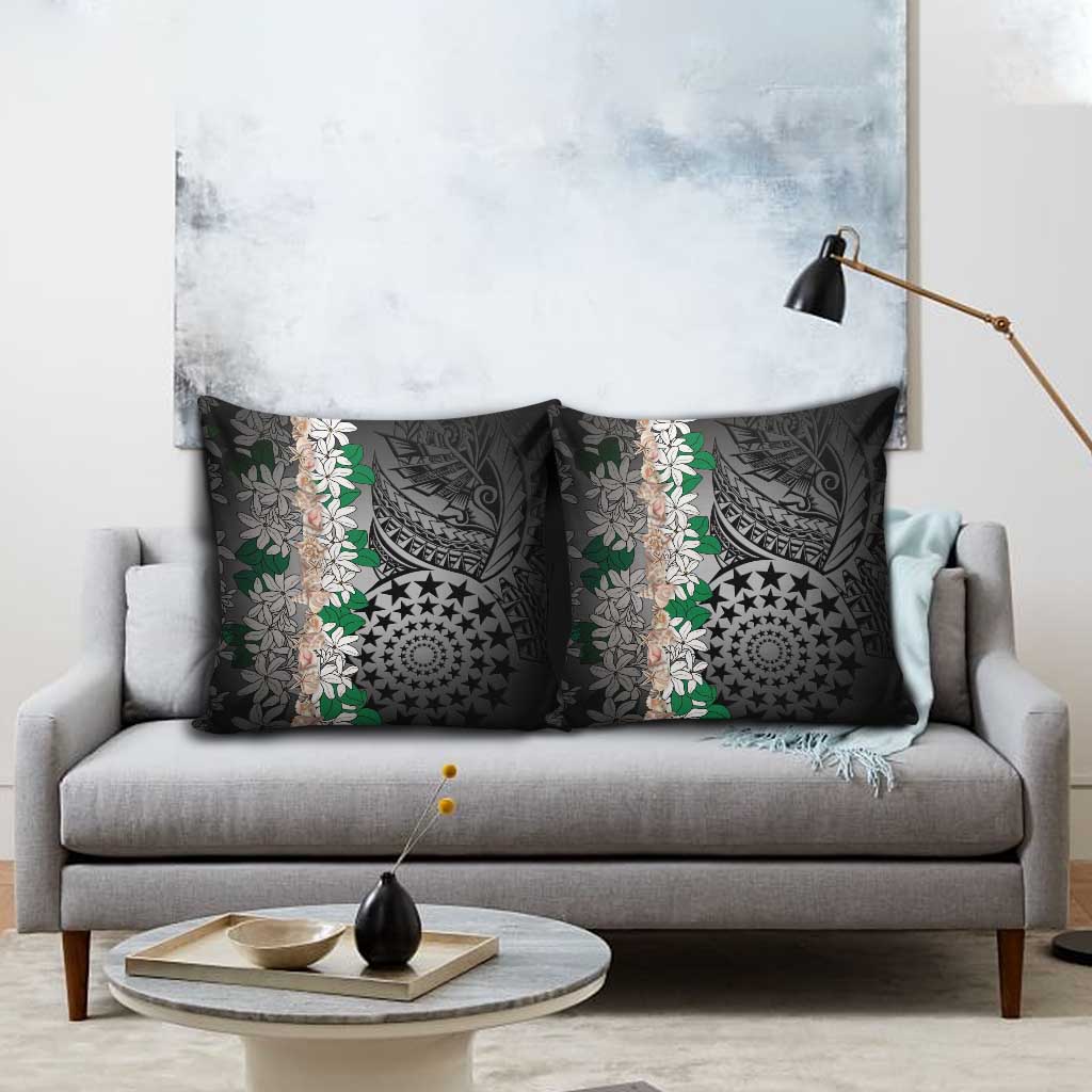 Cook Islands Tiare Maori With Conch Shell Pillow Cover Pasifika Fest Polynesian Tattoo Black LT14 - Polynesian Pride