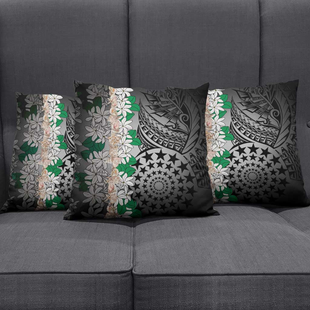 Cook Islands Tiare Maori With Conch Shell Pillow Cover Pasifika Fest Polynesian Tattoo Black LT14 - Polynesian Pride