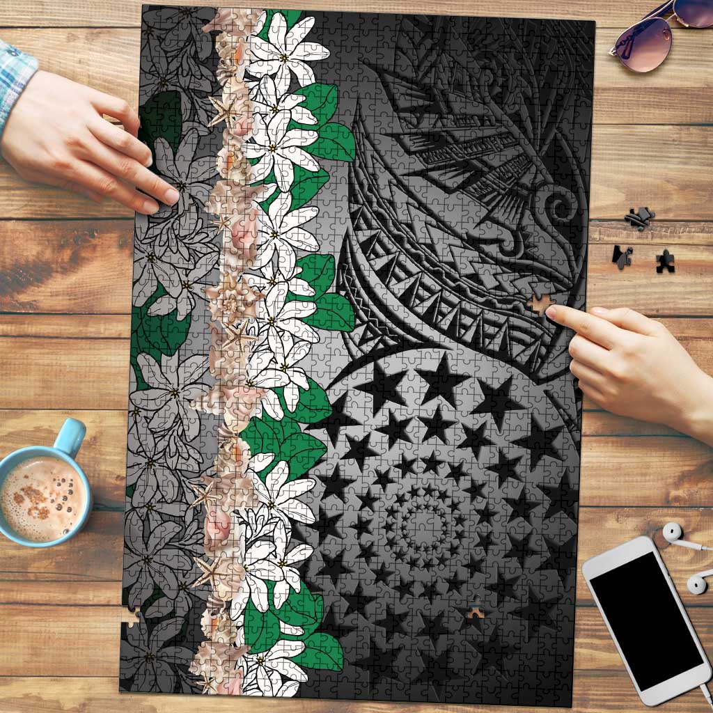 Cook Islands Tiare Maori With Conch Shell Puzzle Pasifika Fest Polynesian Tattoo Black