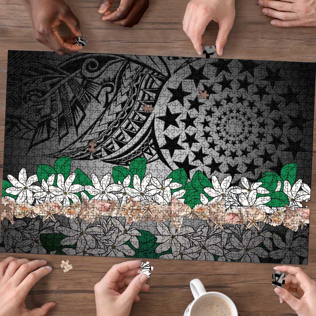Cook Islands Tiare Maori With Conch Shell Puzzle Pasifika Fest Polynesian Tattoo Black