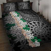 Cook Islands Tiare Maori With Conch Shell Quilt Bed Set Pasifika Fest Polynesian Tattoo Black LT14 Black - Polynesian Pride