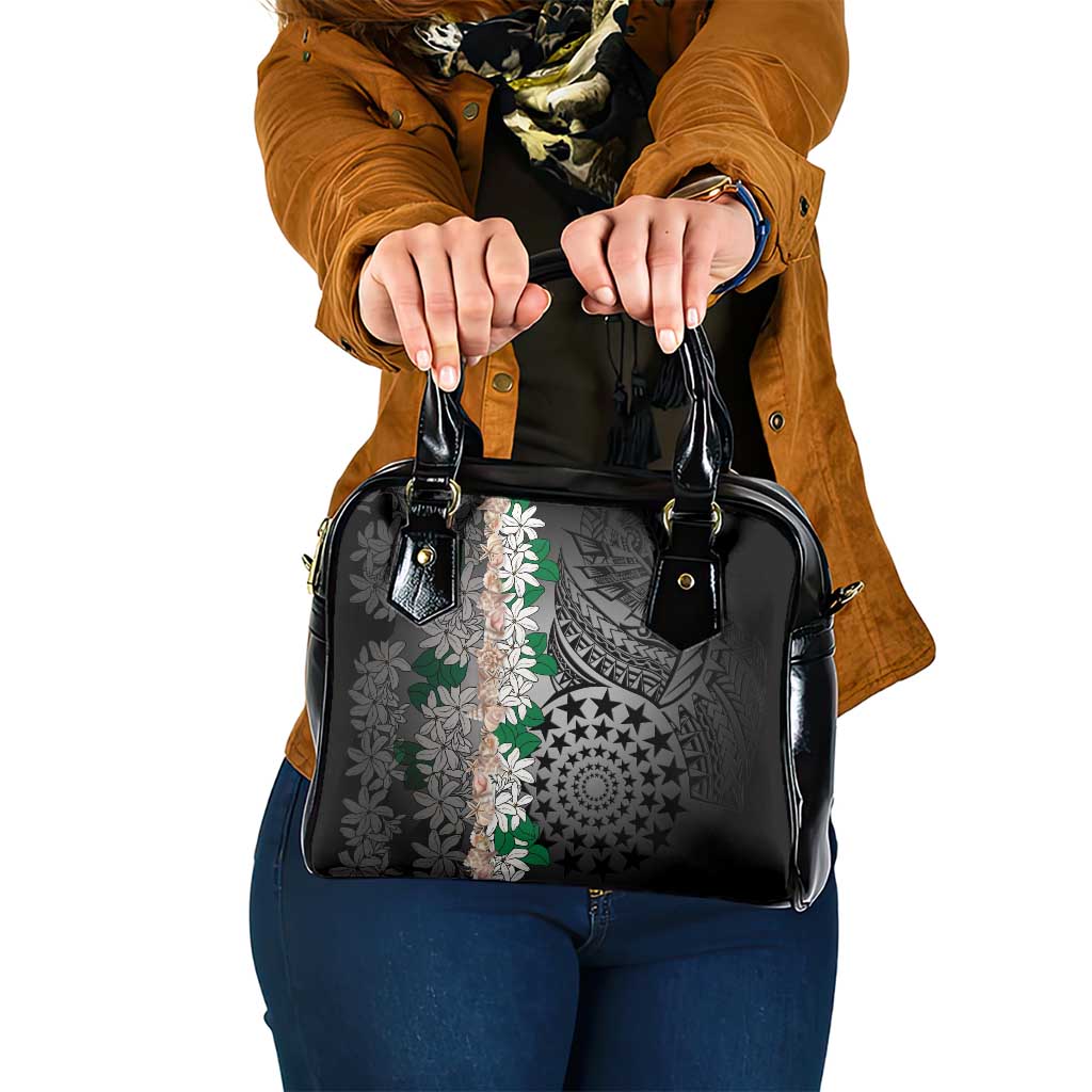 Cook Islands Tiare Maori With Conch Shell Shoulder Handbag Pasifika Fest Polynesian Tattoo Black